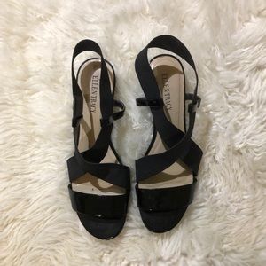 Ellen Tracy Comfortable Strappy Black Wedges